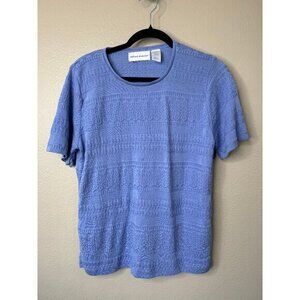 Alfred Dunner Women's Blue Short Sleeve Blouse, short sleeve blouse, blue blouse